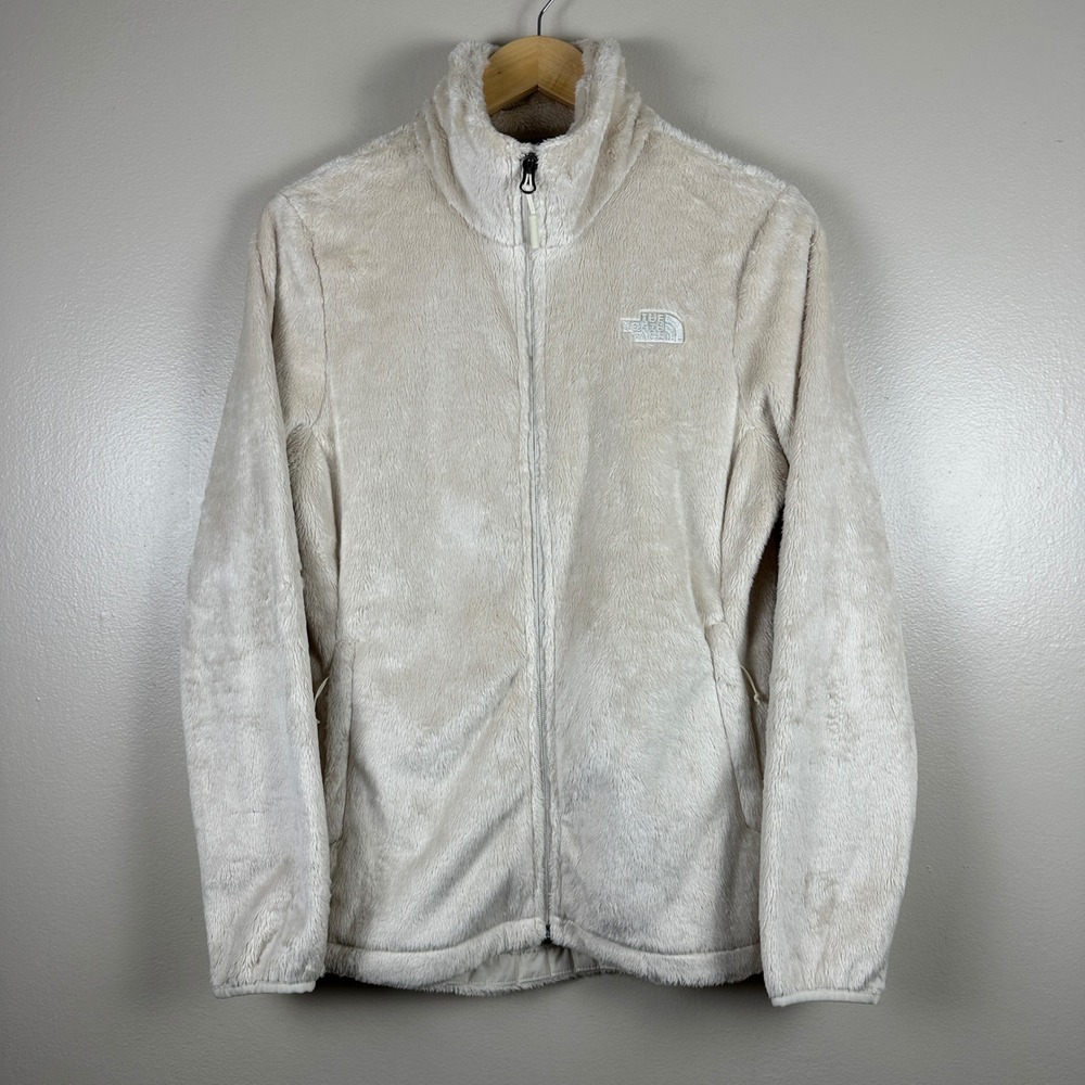 The North Face Womens Medium Osito Fleece Jacket Cream Full Zip Soft Fuzzy Ski